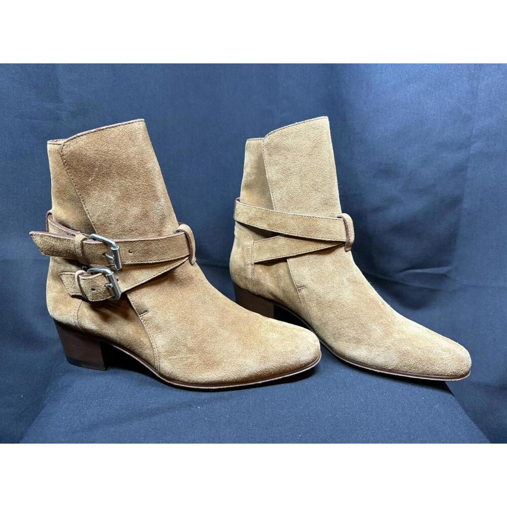 Amiri Boots Women's Size‎ 36 Tan Suede Buckle Ankle Made in Italy Western Heeled